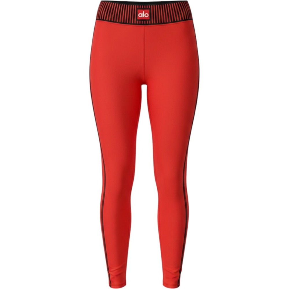 Alo Airlift High-Waist 7/8 Line Up Legging Red Hot Summer Black Stripe XXS NWOT